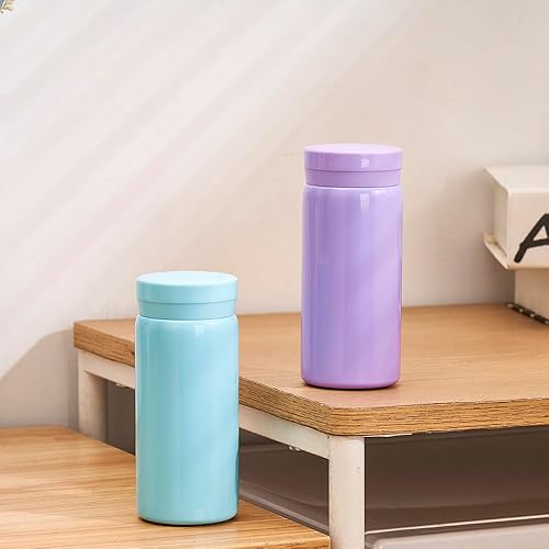 Miniatura 6 de Mini Thermos - Bonita botella de agua de 7 onzas, pequeña botella aislada al vacío de acero inoxidable 1810, a prueba de fugas y derrames, mantiene