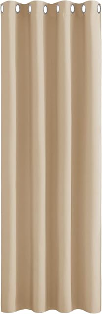 PONY DANCE Window Curtains for Bedroom - Energy Saving Thermal Insulated Top Ring Blackout Curtain Panels/Room Darkening, Single Panel, 52-inch Width by 84 in Length, Biscotti Beige