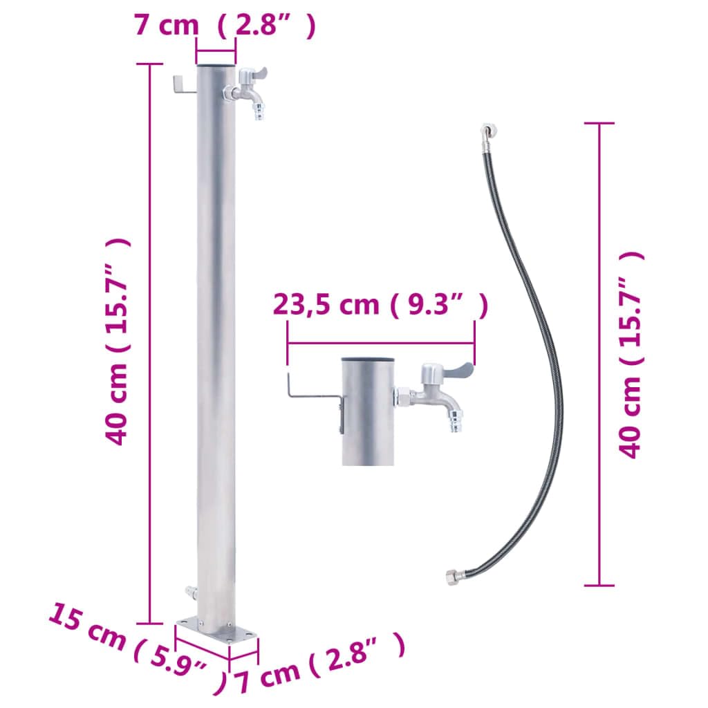 Fontana da giardino, per esterno. Fontanella a colonna moderna,in acciaio,Colonna d'Acqua da Giardino 40 cm Acciaio Inox Rotonda