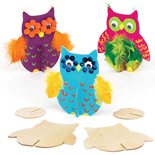 Baker Ross Lot de 6 Chouettes en Bois pour Enfant