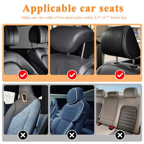 Image of JZCreater Car Headrest Pillow, Car Seat Headset Pillow Support with Card Slot, Car Seat Back Hanger Hook, 360Adjustable U Shaped Car Sleeping Pillow for Kids Adults(Beige)