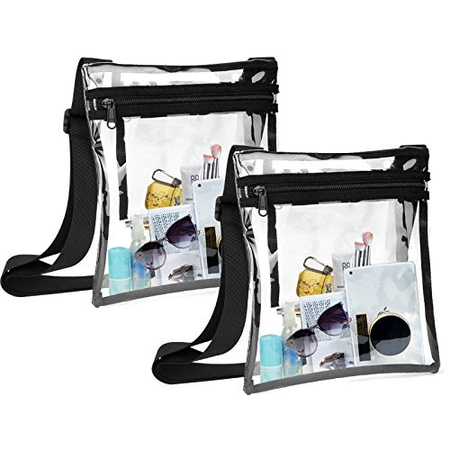 Jucoan 2 Pack Clear Crossbody Messenger Umhängetasche, Stadion Approved Transparent Geldbörse mit Innentasche, Verstellbarer Gurt für Arbeit, Schule, Sport Spiele und Konzerte Cover