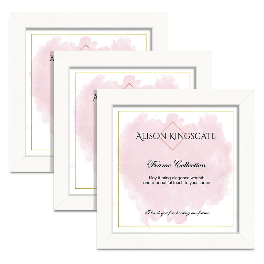 Alison Kingsgate 18X18 White Modern Photo Frames Pack of 3 - Engineered Wood Picture Frame with Perspex Front - Ideal for Certificates - Wall Mount or Tabletop - Multiple Sizes & Colors — image 1