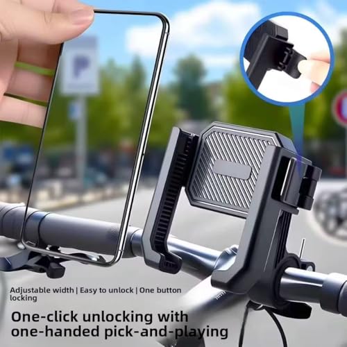 Image of Bike & Scooter Phone Mount for Navigation, 360 Swivel Rotation, Strong Clamp Lock Mechanism, Anti-Shake Shockproof Design, Universal Handlebar Compatibility
