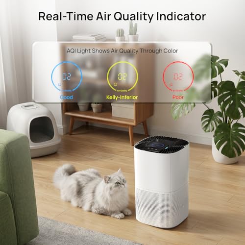 Image of ZAFRO Air Purifier for Home Large Room, Air Quality Sensor & Automatic Speed, 360 HEPA Air Cleaner Covers Up to 1110 Sq. Ft. Low Noise Operation Sleep Mode, White