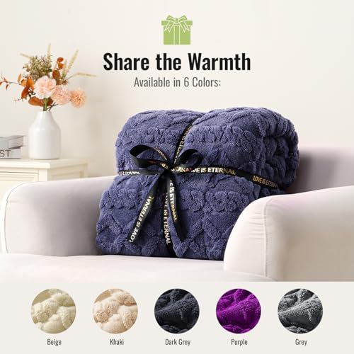Image of Uttermara Weighted Blanket for Adults Queen Size 15lbs 60x80 inches, Dual Sided Soft Jacquard Sherpa Weighted Blankets, Thick Heavy Blanket for Sleeping and Calming, Navy Blue