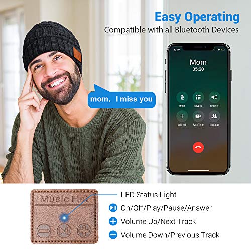 Bluetooth Beanie Hats Gifts For Men - Christmas Stocking Stuffers Unique Tech Birthday Gifts Ideas For Dad Women Husband Teens Boys Him Boyfriend Winter Music Hats With Headphones For Outdoor Sports #TOP4