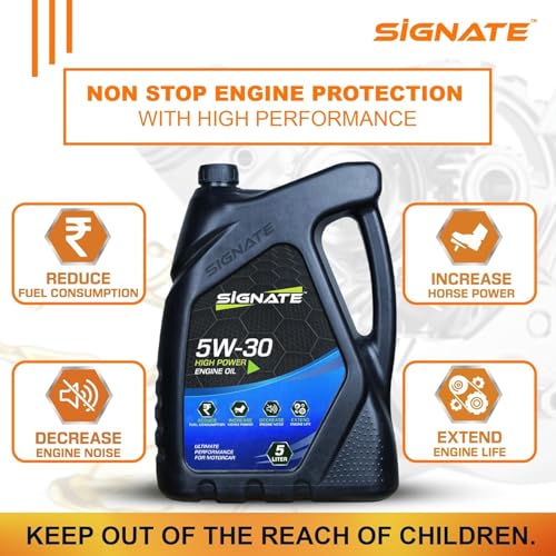 Image of Signate 5W30 Car Engine Oil for Petrol, CNG and Diesel Car 5L, Synthetic Engine Oil for Cars, Anti-Wear Car Engine Oil for Reduced Maintenance Cost, 5L