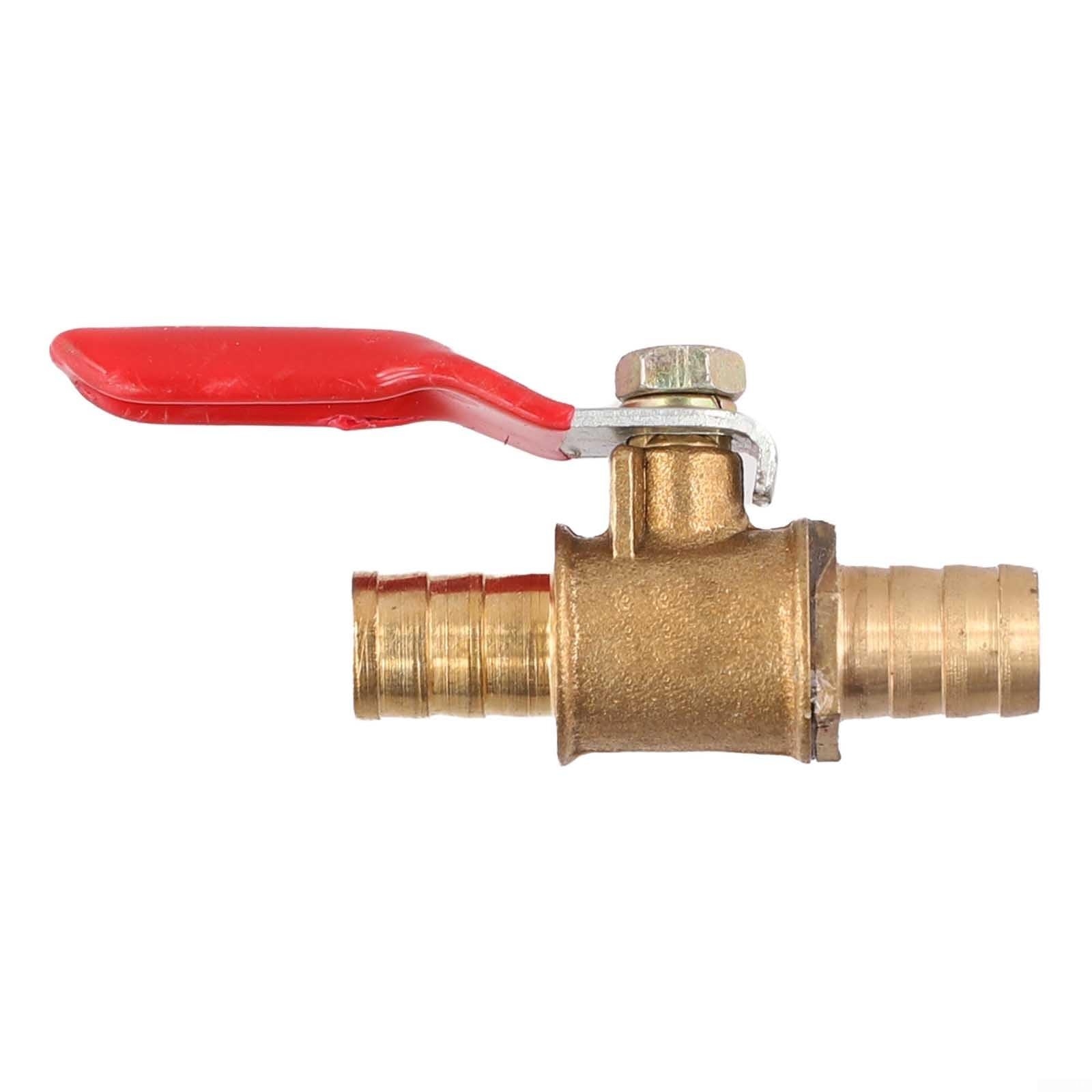 Brass Ball Valve with Hose Barb Inline Shut-off for Water Air Gas FUELs Line, Forged Brass Body Lever Handle, Compatible with 6/8/10/12mm OD Tubing, Residential(10mm)
