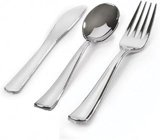 75 Pieces Heavy Duty (Silver) Plastic Silverware Set, Disposable Cutlery Set, Great for Parties, Weddings, and Catering, Flatware Utensils Included: 25 Forks, 25 Spoons, 25 Knives, Stock Your Home