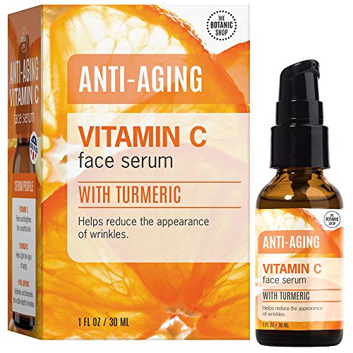 Amazon Com Botanic Shop Vitamin C Anti Aging Face Serum With Natural Turmeric Face Skin Firming Brightening Serum For All Skin Types 1oz 30ml Beauty Personal Care