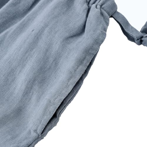 Amazhiyu Women's 100% Linen Pants Summer Casual Wide-Leg Lounge Palazzo Pockets4