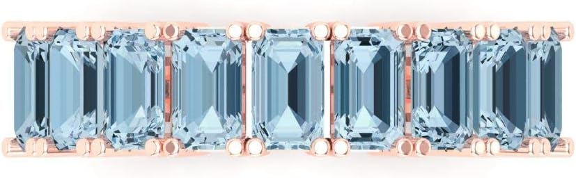 Clara Pucci 14K Rose Gold Stacking Vintage Blue Moissanite Eternity Wedding Band (2.61 cttw)