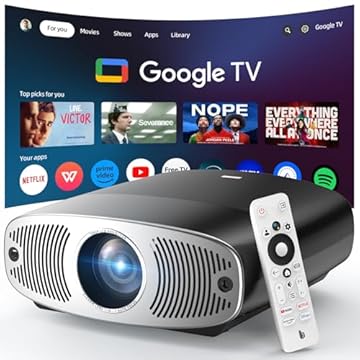 Bettdow Projetor 4k 3D 25000 Lumens Full Hd 1080p Compatível Com Android 9.0(AOSP)+Google TV, Suporte ao escritório WPS, Netflix oficialmente licenciado, Retroprojetor Portatil 850 ANSI WiFi 6 BT 5.0