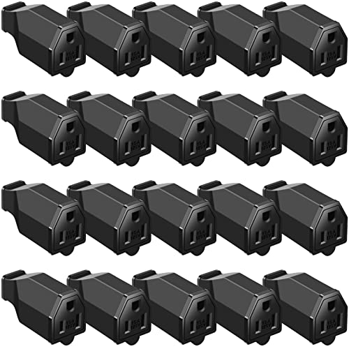 Image of Treela 20 Pcs Extension Cord Plug Replacement Female Extension Cord Ends 125v 15a 2 Pole 3 Wire Male and Female Connector Straight Plug Replacement Compatible with Nema 5-15r 1875w