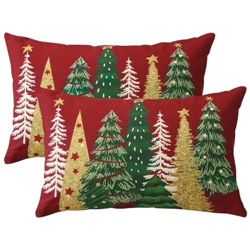 JOTOM 2er Set Weihnachten Kissenbezüge, Dekorative Winter Kissenbezug...