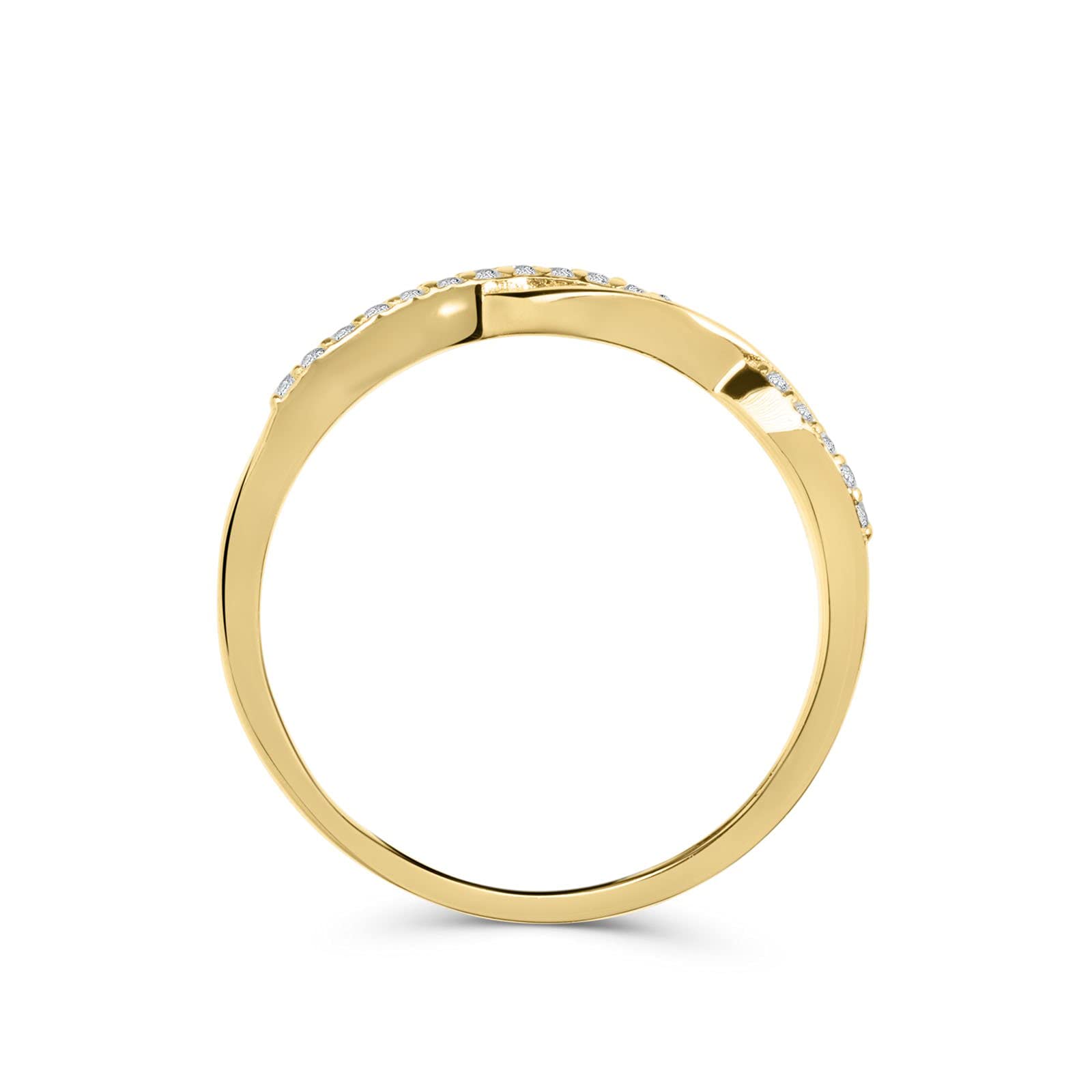 Damenring Zopfmuster Silber 925 18 Karat vergoldet mit Zirkonia -