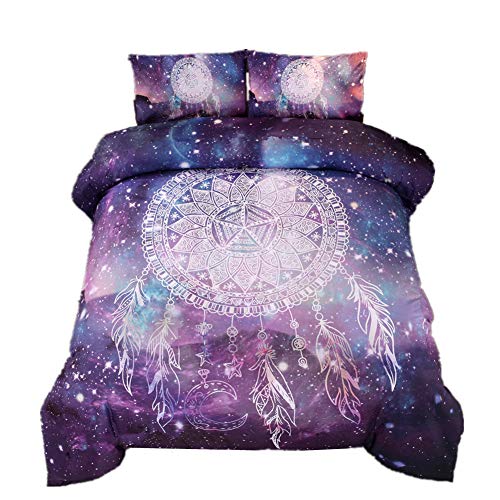 FANSU Parure de Lit Housse de Couette 2/3 pièces Impression Microfibre Hypoallergique avec Fermeture éclair Taies d'oreiller (150x200cm-2pcs,Ciel étoilé)