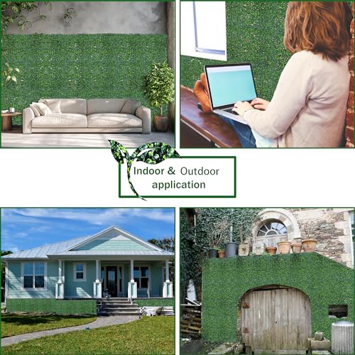 Image of ODTORY Artificial Hedge Privacy Fence Screen, 24X16 in 12P (32 sqft) | UV-Anti Boxwood Panel, Faux ivy Greenery Backdrop, Balcony /Garden /Backyard Fence Covering, Indoor Outdoor Green Plant Decor