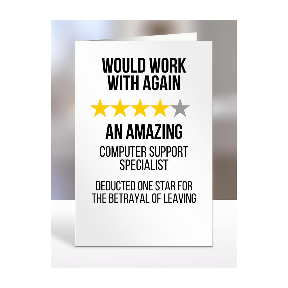 Would Work with Again, Funny Leaving Card for Computer Support Specialist, Farewell, Great Gift for Colleagues, Boss, Manager, Goodbye, Christmas, Joke, Silly, Gag, A5-223a_175 — image 1