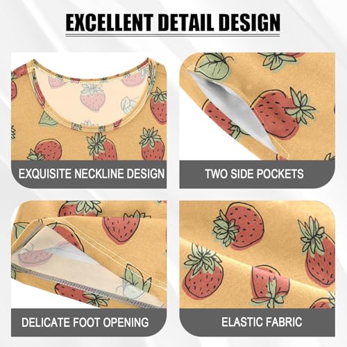 Strawberry Orange Pattern Summer Cute Pajama Sets, Short Sets for Daily Wears and Sleep Wears4