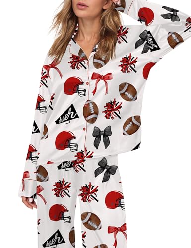 Image of SHESHOW Satin Pajamas for Women Set Long Sleeve Button Down Sleepwear 2 Piece Nightwear Women Pjs Sets Size XS-XXL