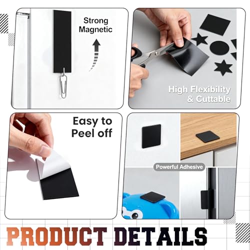 Image of Macarrie 150 Pcs Adhesive Magnetic Sheets 2 x 3 with Adhesive Backing Cuttable Magnetic Paper Stickers Flexible Peel and Stick for Picture Crafts Die Storage Photos