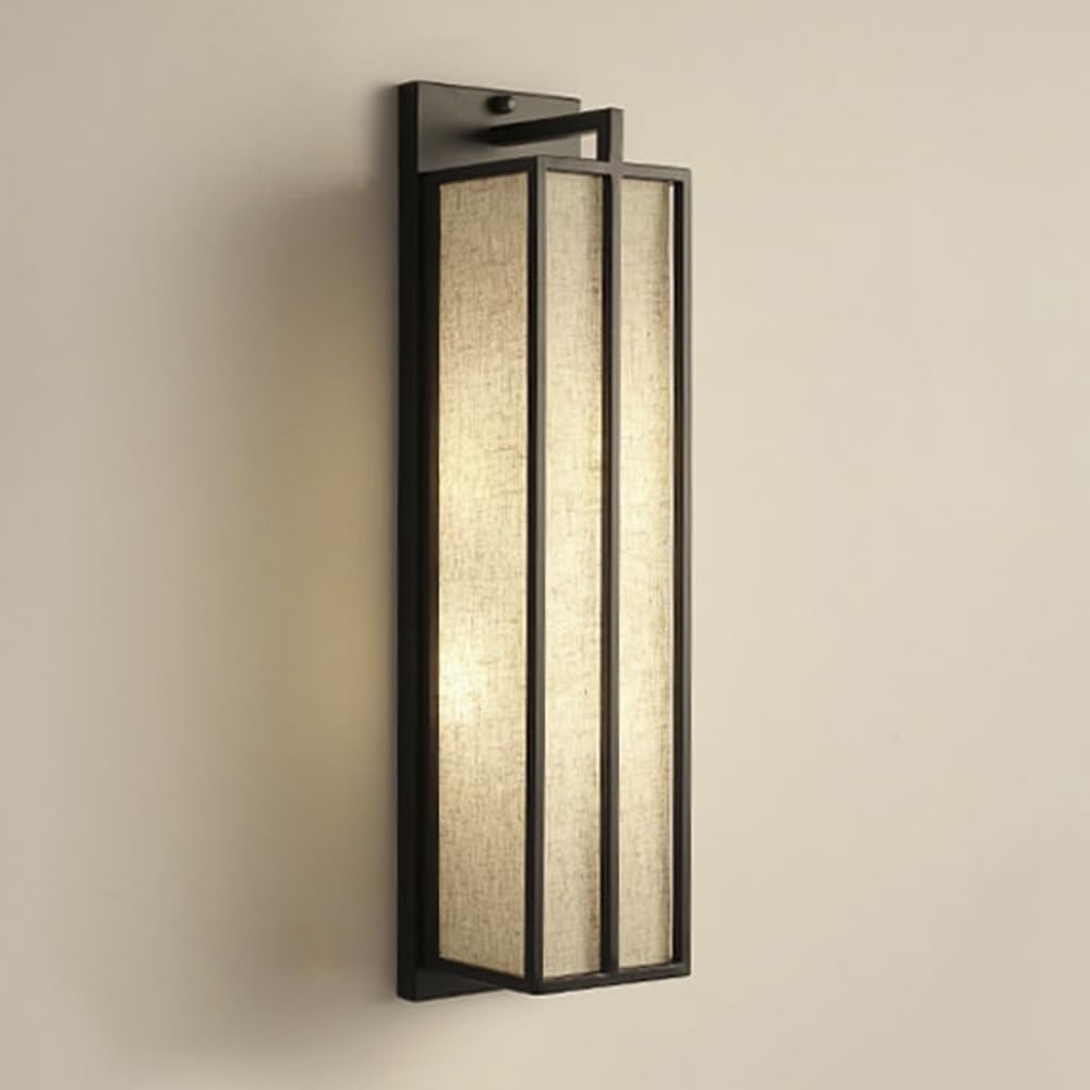 Lampa ścienna, prostokątna lampa stojąca, wewnętrzna lampa nocna, vintage przemysłowa czarna metalowa tkanina tekstylna, lampa z tkaniny do wnętrz, kabel