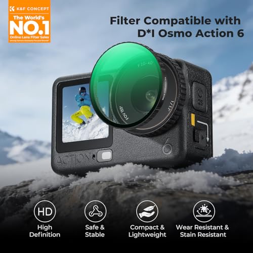 Image of K&F CONCEPT Snap On Black Diffusion 1 /4 Filter Compatible with DJI Osmo Action 6, Creative Mist Cinematic Effect Filters, Multi-Coated /Optical Glass /Aluminum Alloy Frame Action Camera Accessories