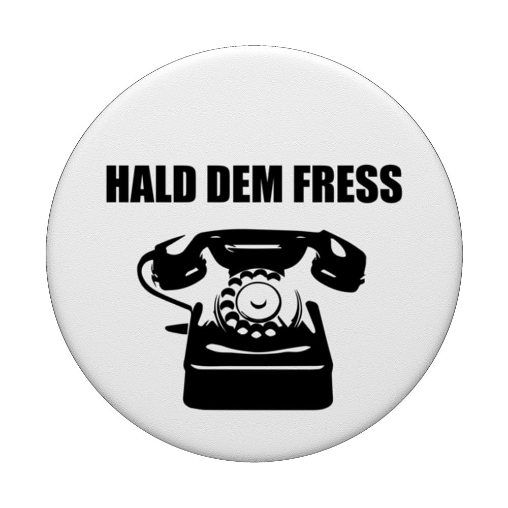 Halt Die Fresse - Hald Dem Fress - Altes Telefon PopSockets Swappable PopGrip, Black - Image 3