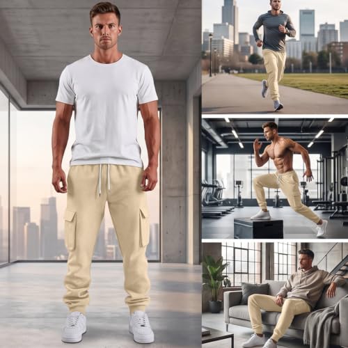 Men's Cargo Pants Comfy Elastic High Waisted Jogger Pants Hiking Pant - image 5