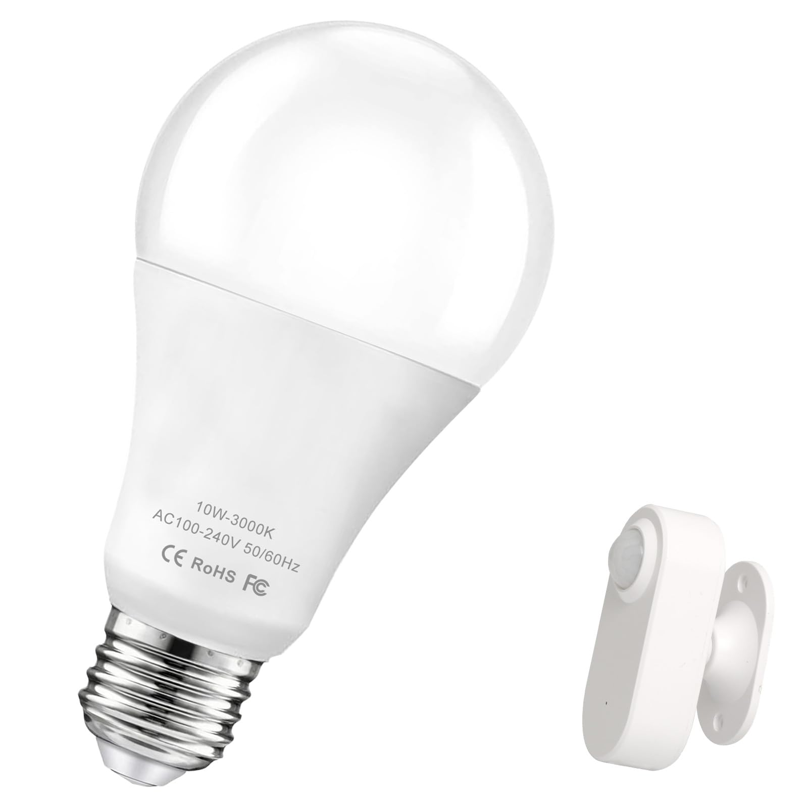 Motion Sensor Light Bulbs 10W 120W Equivalent 1200lm Motion Activated Dusk to Dawn Security LED Bulb 3000K Warm