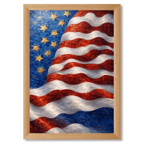 Framed American flag canvas print art, modern patriotic wall art,