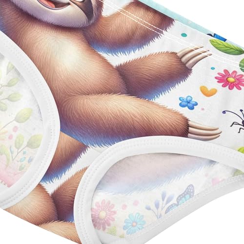 Cotton Toddler Girls Underwear Playful Cute Sloth Floral Colorful Panties for Girl Animal Kids Undies Briefs 2t4