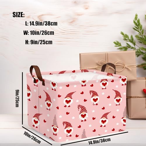 Image of Valentine's Day Basket for Gifts Empty Cute Heart Large Gift Basket Decorative Storage Bin for Kid and Baby Room Decor (Pink Dwarf Love)