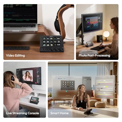 Image of ULANZI D200X Stream Controller with 3 Knobs, 14 Customizable LCD Keys Macro Keyboard, 8-in-1 USB-C Hub Docking Station with 4K HDMI Content Creator Equipment for OBS /Video Editing /Photography /PC