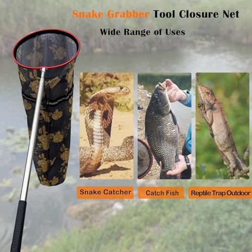 Image of Snake Catcher Net, Rattlesnake Grabber Handling Tool Large Reptile Closure Net, Snake Traps Telescopic Pole Stick, Rattle Snake Moving and Catching Picker with a Handle Extendable from 26'' to 45''