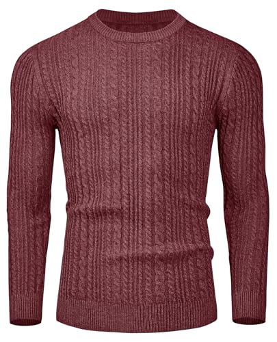 Mens Sweater Crewneck Sweaters for Men Dress Sweater Cable Knit Sweater Lightweight Mens Pullover Sweater