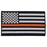 Thin Orange Line American Flag for Search & Rescue - 3.5x2 inch. Embroidered Iron on Patch