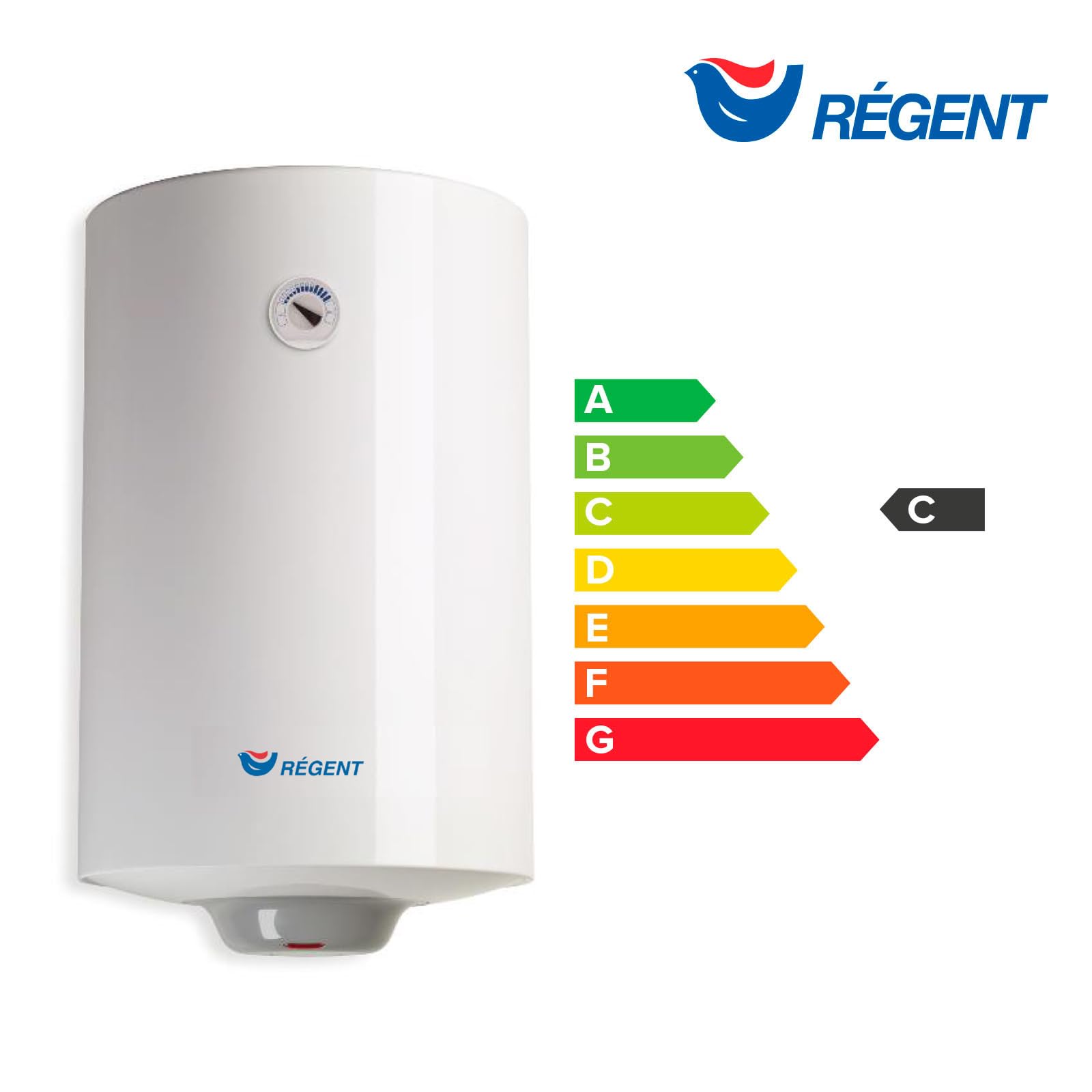 Regent - Termo Eléctrico 80 Litros, Calentador de Agua Eléctrico Vertical Seguro Duradero con Luz Piloto, 48x45x77.8 cm - Calentadores Fabricados para Instalación en España - Eficiencia C Rango (A+/F) — view 3