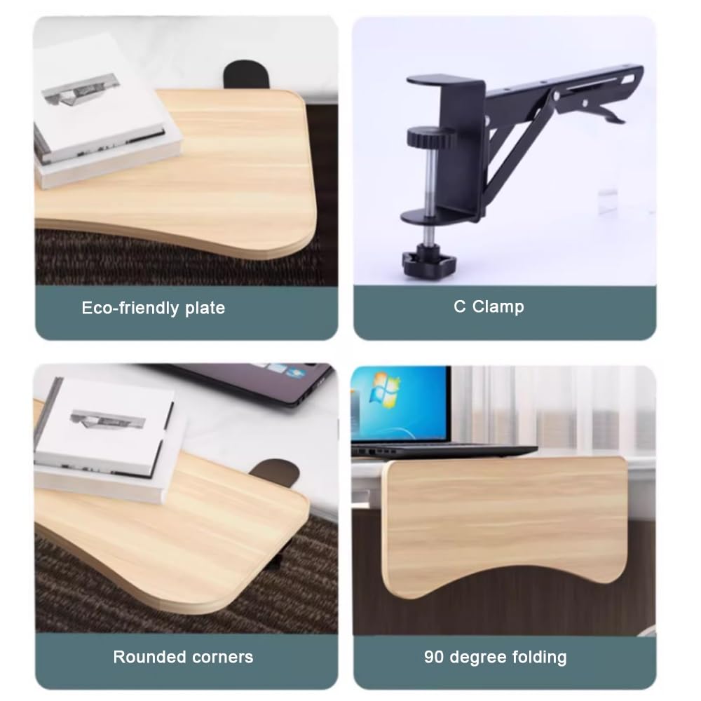 Extension De Bureau Pliable Ergonomique – Plateau Rétractable En Bois, Support Bras Stable, Gain De Place Idéal Maison & Bureau