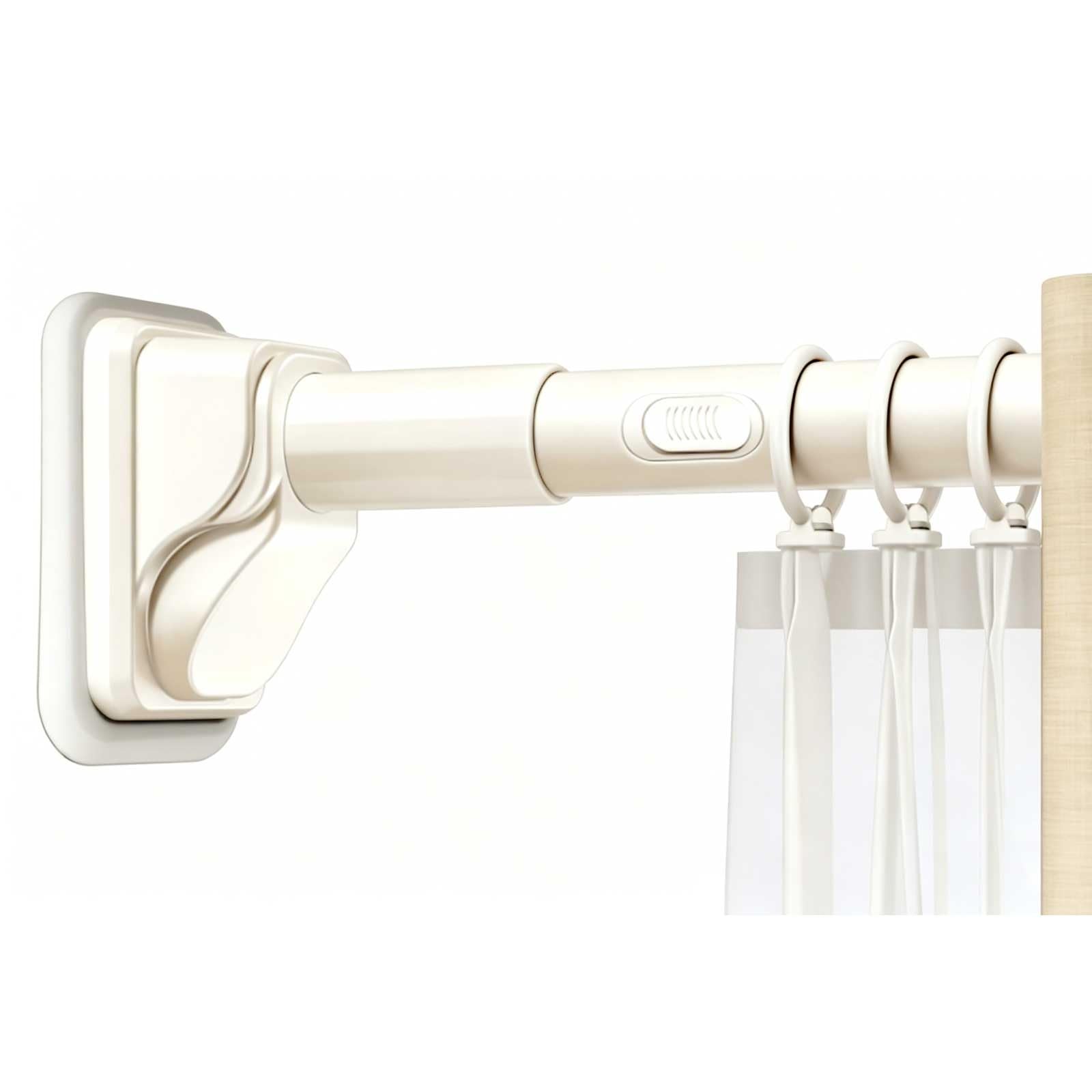Heavy Duty Tension Curtain Rod No Drilling, 28-193", Shower Curtain Rod with Curtain Rings for Home, Bathroom, Window, Stainless Steel(Beige,280-350cm/110-138in)