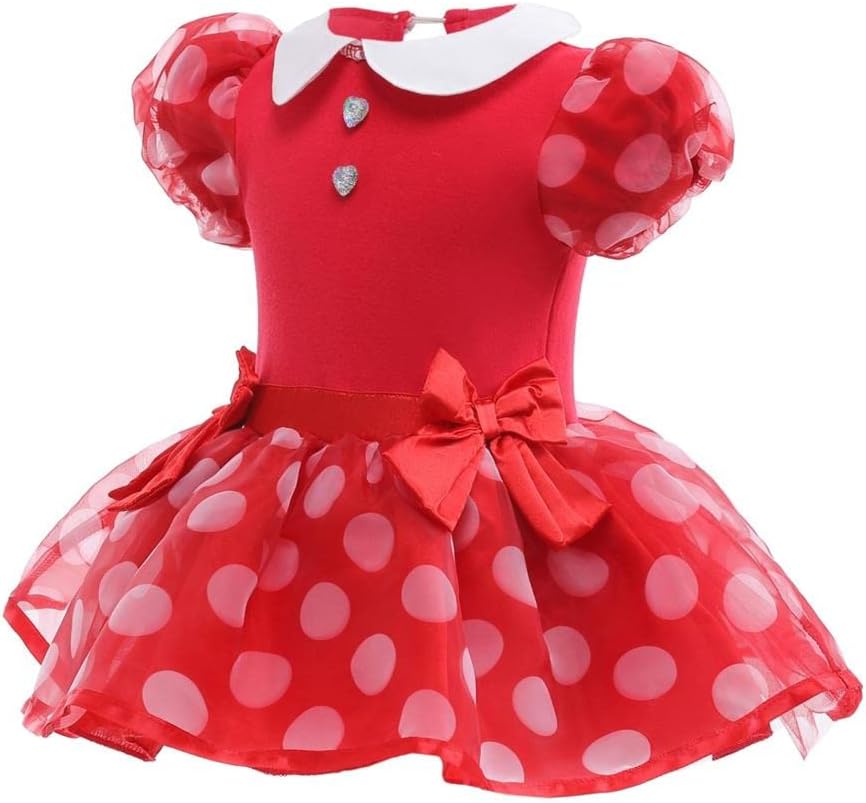 Dressy Daisy Infant Baby Girls Polka Dots Romper Costume Onesie Halloween Birthday Party Dress with Headband - Image 3