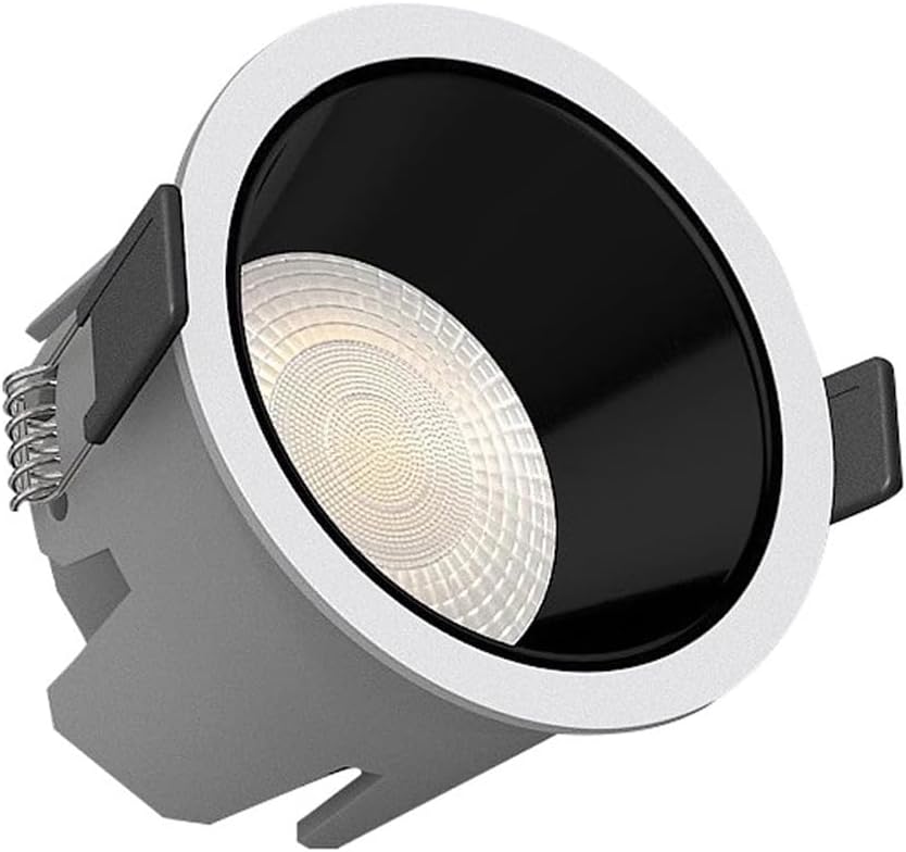 Round Aluminum Downlight 7W White LED Recessed Light Baffle Trim 3000K/4000K/6000K Selectable, CRI90,Led Can Lights Cutting Size: 75Mm