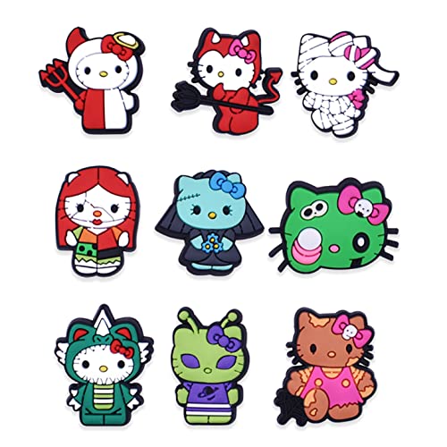 33 Pcs Cute Croc Charms For Girls Kids Teens Cartoon Charms Pack Pvc Cat Pins Halloween Shoe Charms For Clog Sandals Bracelet Wristband #TOP3