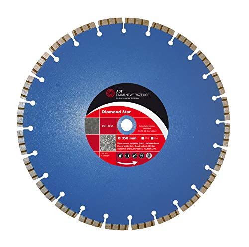 Diamante de corte de diámetro 350 mm hormigón lasergeschweißt 20,0 mm orificio Disco de corte para hormigón, ladrillo, cal arenisca, Bordillo, tejas, ligero de piedra