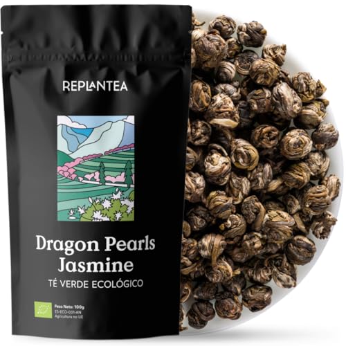 TÉ JASMINE DRAGON PEARLS Ecológico 100g (50 Tazas) | Té Verde Premium Perlas de Jazmín | Té de Especialidad REPLANTEA
