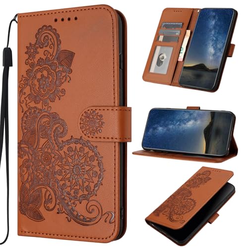 Funda Compatible con Huawei P Smart 2019,Compatible con Huawei Nova Lite 3 [PU Cuero+Shell] Cierre magnético Ranura para Tarjetas Flip Stand Lanyard Brown