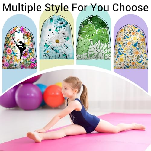 Image of Daisy Flower Butterfly Grip Bags for Gymnasts Green Drawstring Storage Pouch Bag for Outdoor Grip
