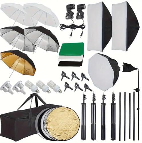 Image of Kit Professional Photography Lighting Kit with Backdrops, 8.5ft x 10ft Background Support Stand, 5500K 45W LED Umbrella Softbox Continuous Lighting for Photo Studio Equipment, Portrait and Video